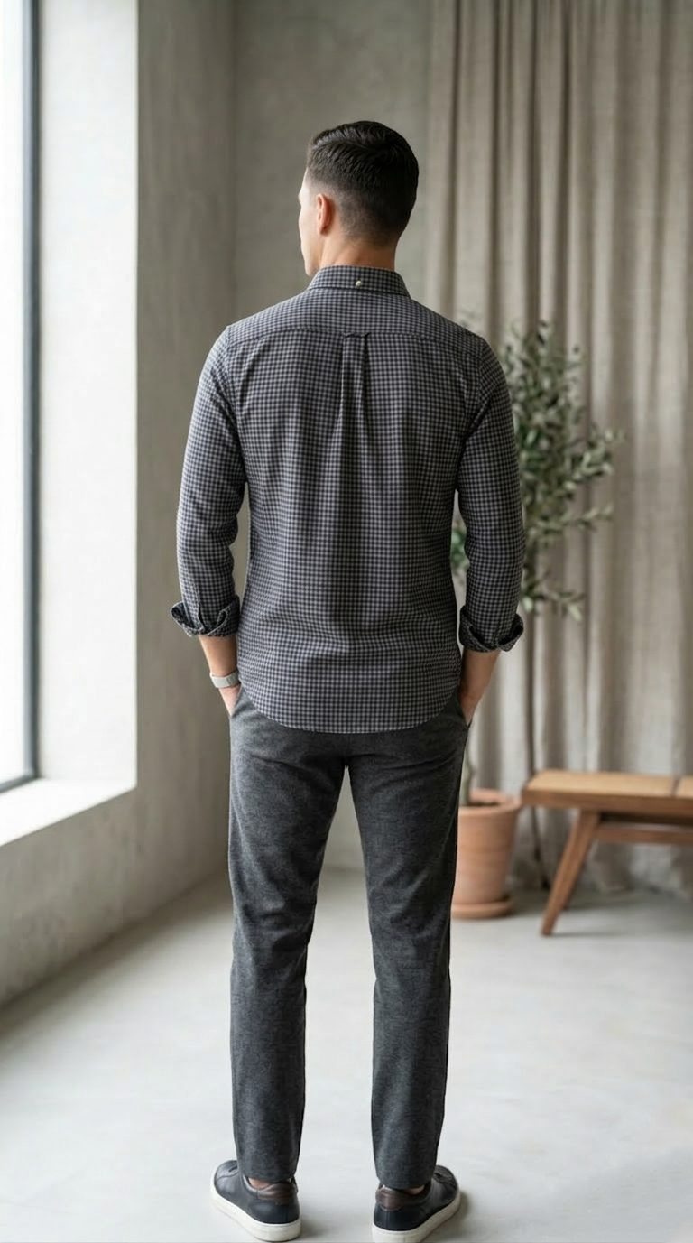 Men'sNavy Blue Checked Casual Shirt