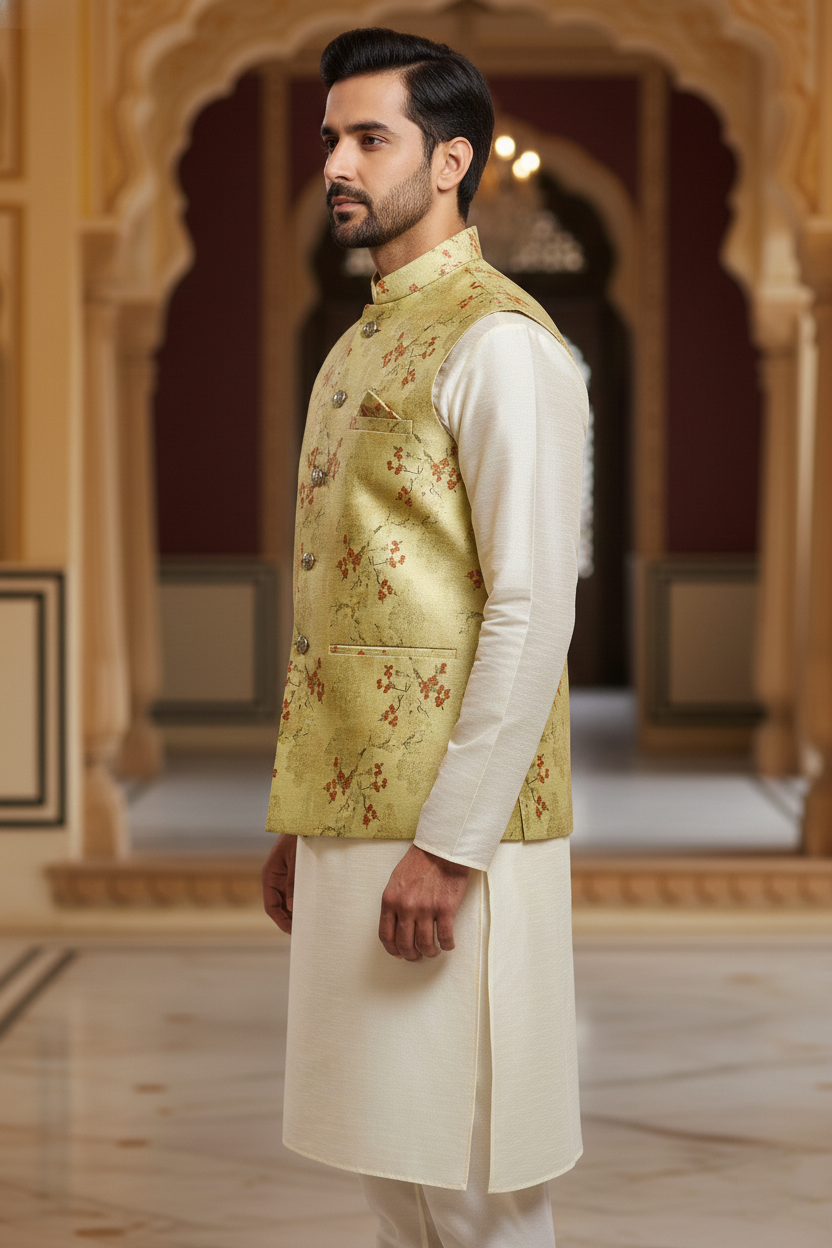 Title: The Sage Blossom: Modern Sophistication in Floral Ethnic Wear