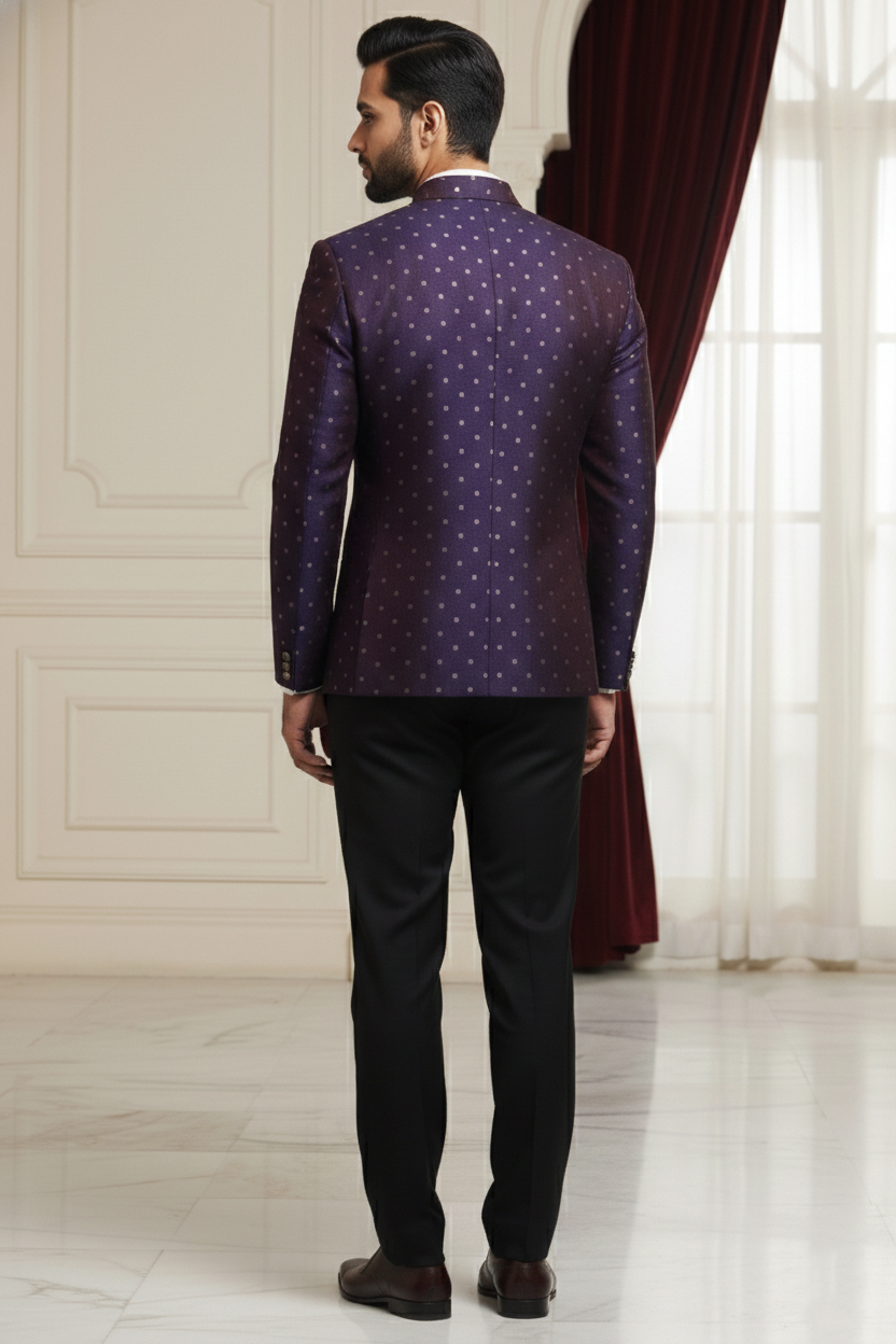 Royal Wine Textured Jodhpuri Bandhgala Blazer