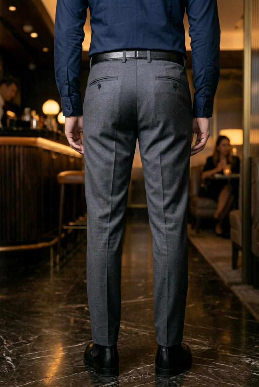 Slate Grey Slim-Fit Luxury Formal Trousers