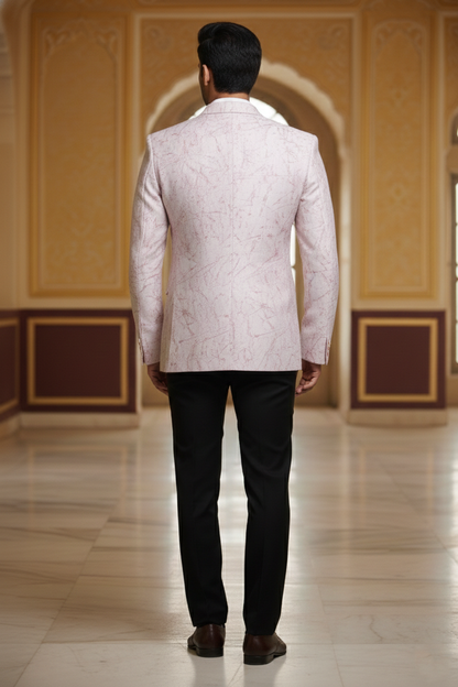 Blush Marbled Elegance , Tailored Statement Jacket