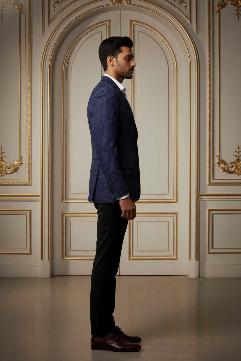Men's Premium Blue Jacquard Slim Fit Blazer