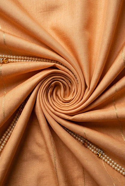 Royal Orange Raw Silk Groom Turban with Gold Zari