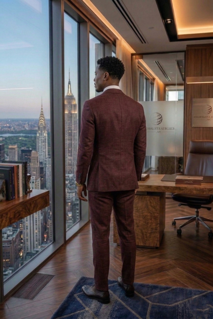 Men'sPremium Tailored Burgundy Business Suits