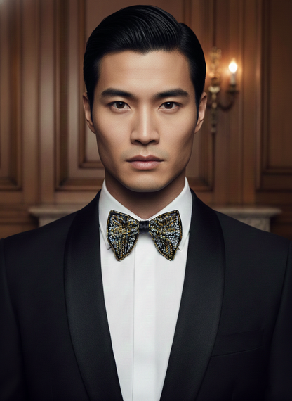 Gilded Ray: Hand-Embroidered Butterfly Bow Tie