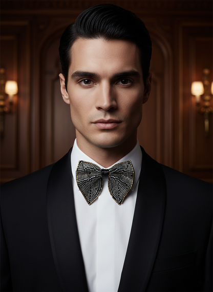 Artisan Metallic Beaded Butterfly Bow Tie