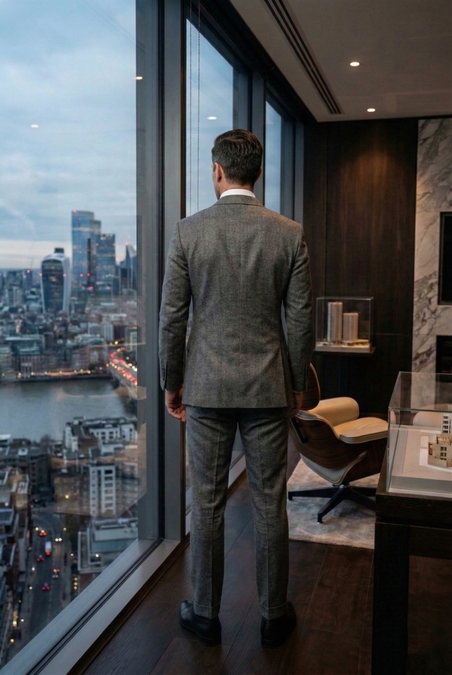 Bespoke Charcoal Grey Business Suit , Slim Executive Fit