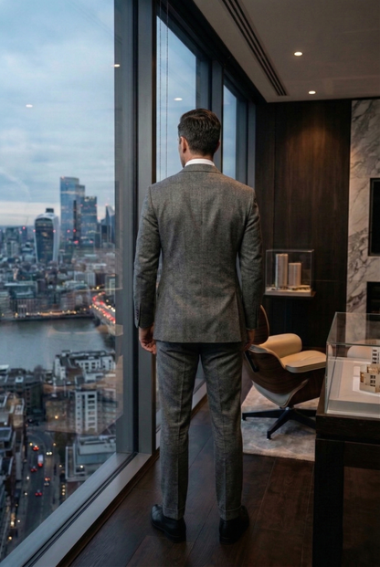 Bespoke Charcoal Grey Business Suit , Slim Executive Fit