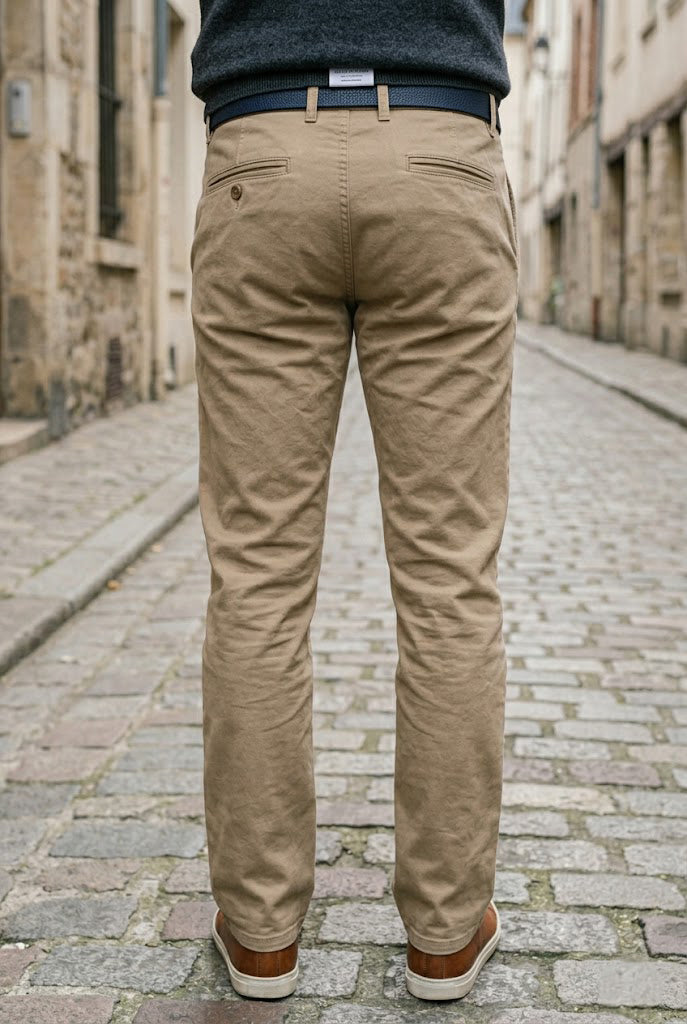 Slim-Fit Khaki Cotton Chinos - Essential Men's Trousers