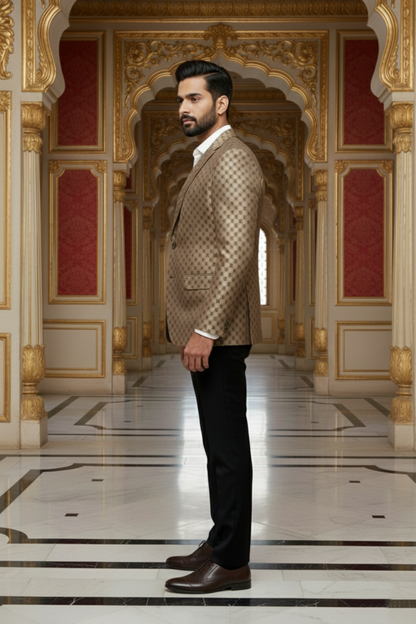 Men's Premium Gold Jacquard Blazer