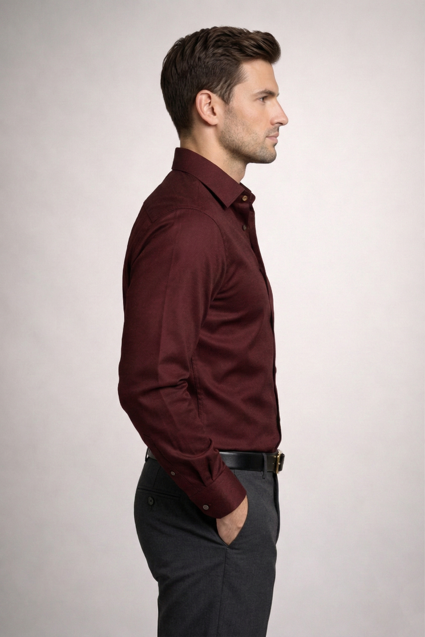 Men'sMaroon Formal Shirt | Premium Slim Fit Full Sleeve Shirt for Men