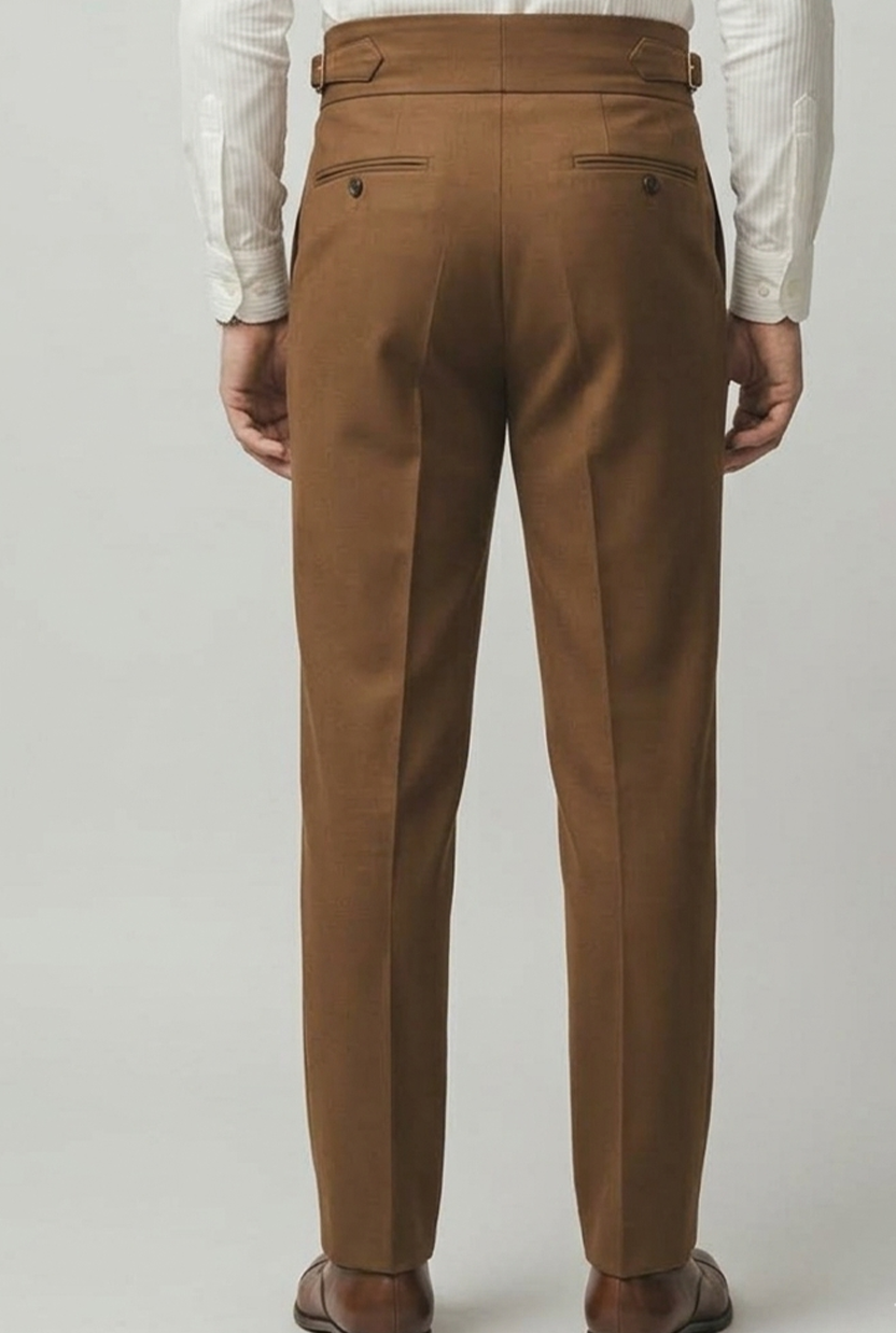 Men'sTobacco Brown High-Waisted Gurkha Trousers