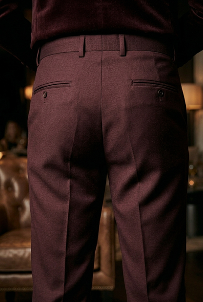 Deep Wine Slim-Fit Premium Partywear Trousers
