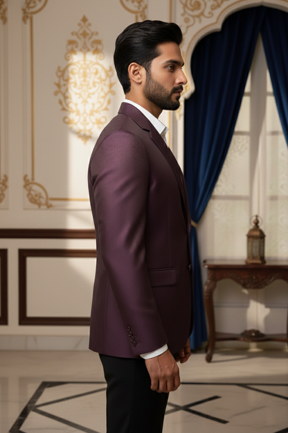 Men's Luxury Wine Burgundy Jacquard Blazer