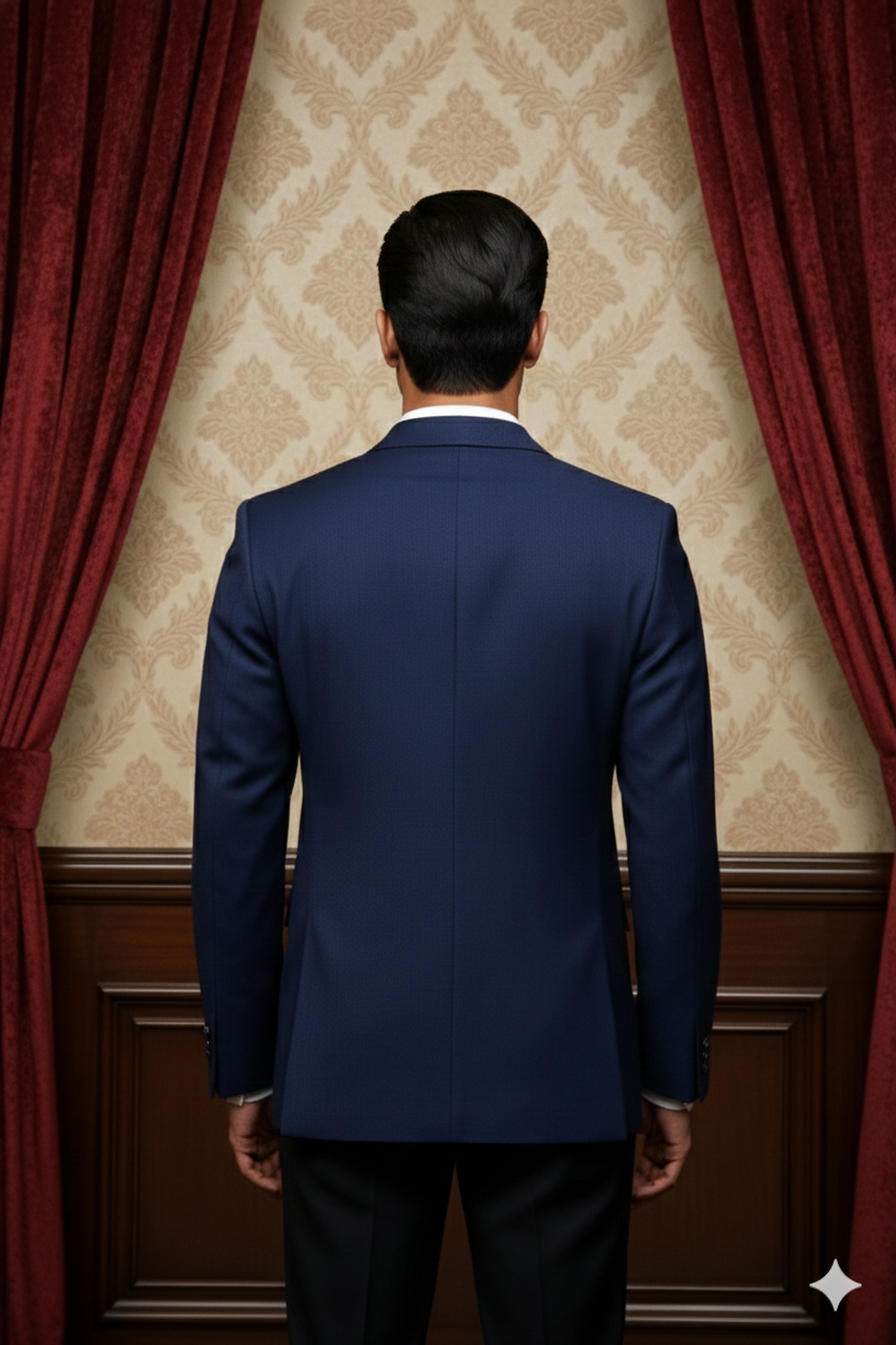 Men's Premium Midnight Blue Pinstripe Jacquard Blazer