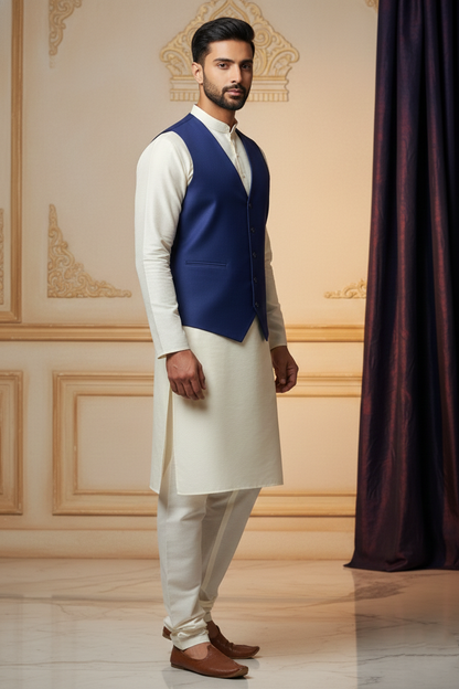 Men’s Royal Blue Classic Waistcoat | Slim Fit Formal Nehru Style Vest