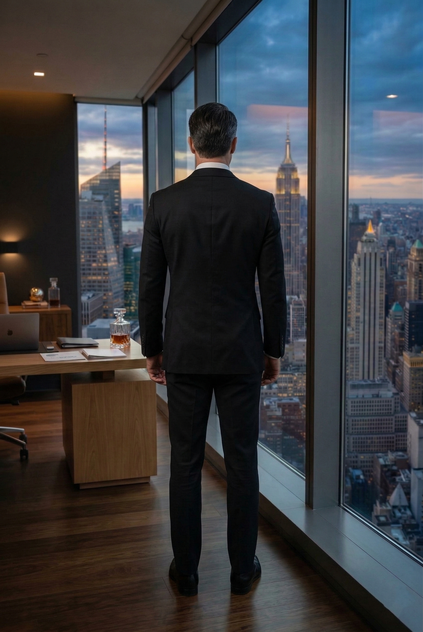 Executive Modern-Fit Business Suit , Midnight Black