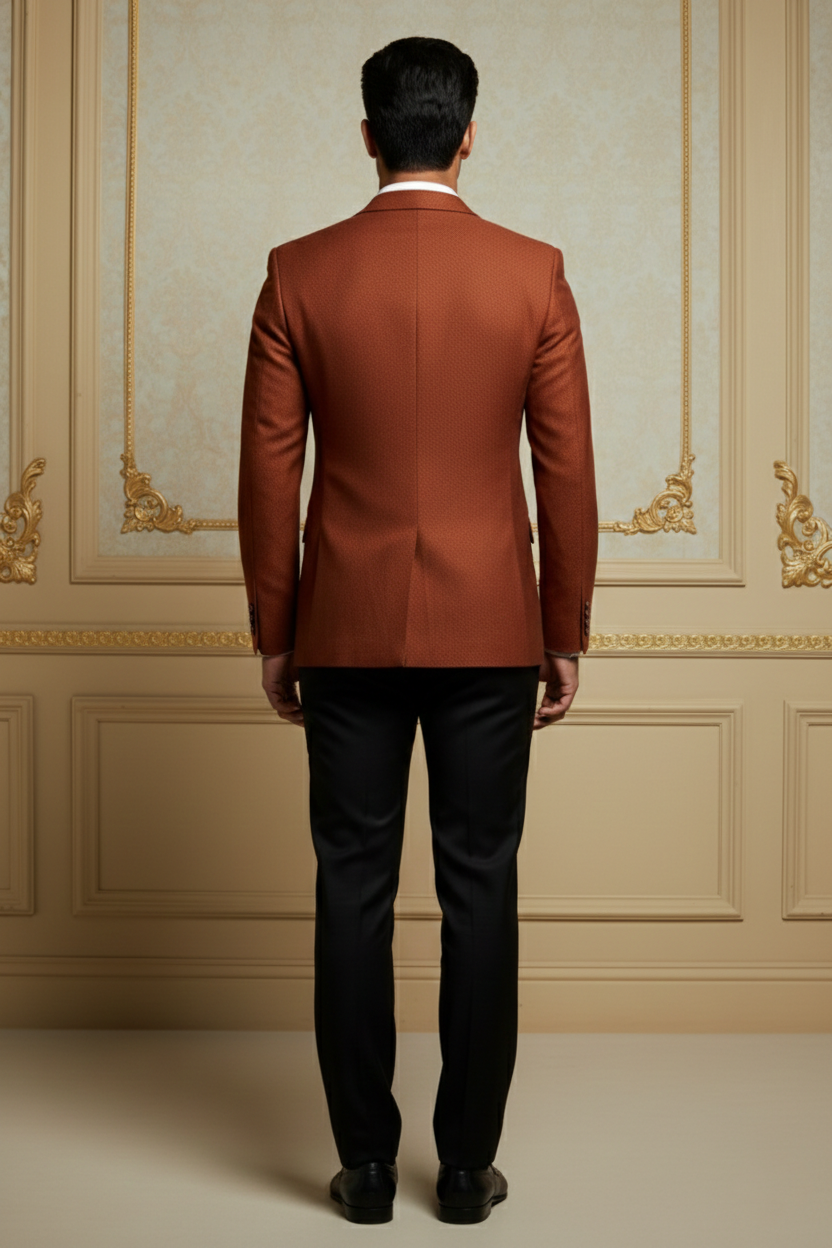 Men'sSlim-Fit Rust Textured Formal Blazer