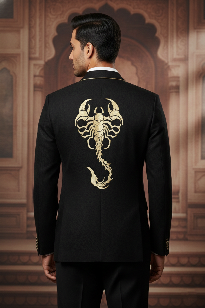 Men'sBlack Scorpion Embroidered Blazer