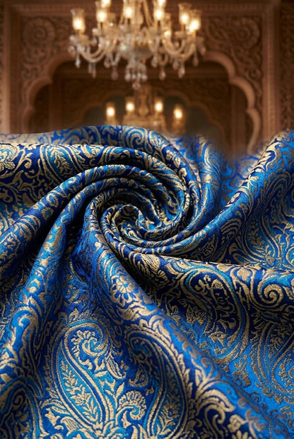 Royal Electric Blue Banarasi Silk Groom Turban