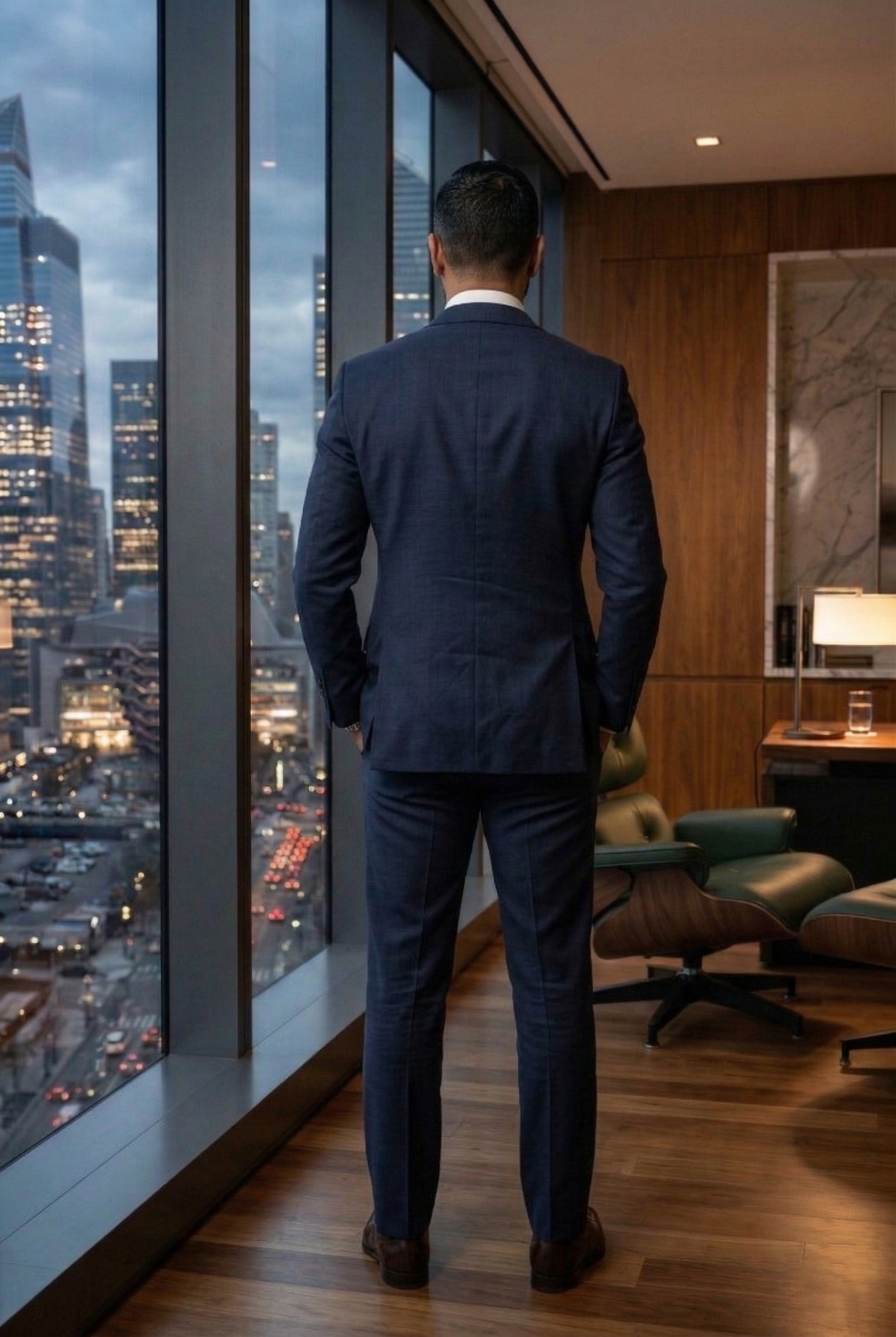 Elite Navy Blue Business Suit , Modern Tailored Fit