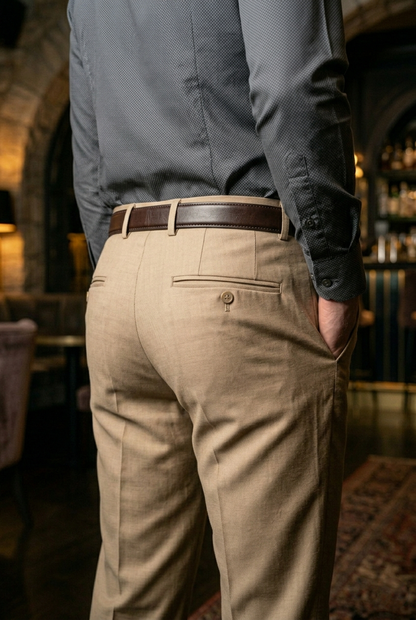 Sand Beige Slim-Fit Premium Luxury Trousers