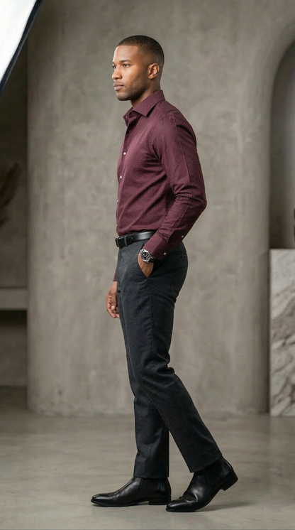 Men's Luxury Designer Burgundy Shirt