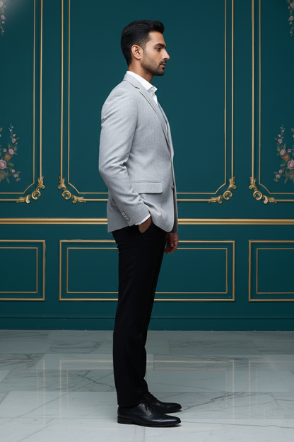Men'sPremium Light Grey Melange Blazer , Slim-Fit Versatile Formal Jacket for SuVBer Weddings & Business