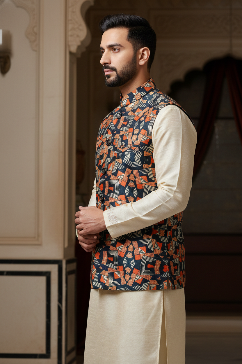 Geometric Grandeur: A Contemporary Ethnic Fusion