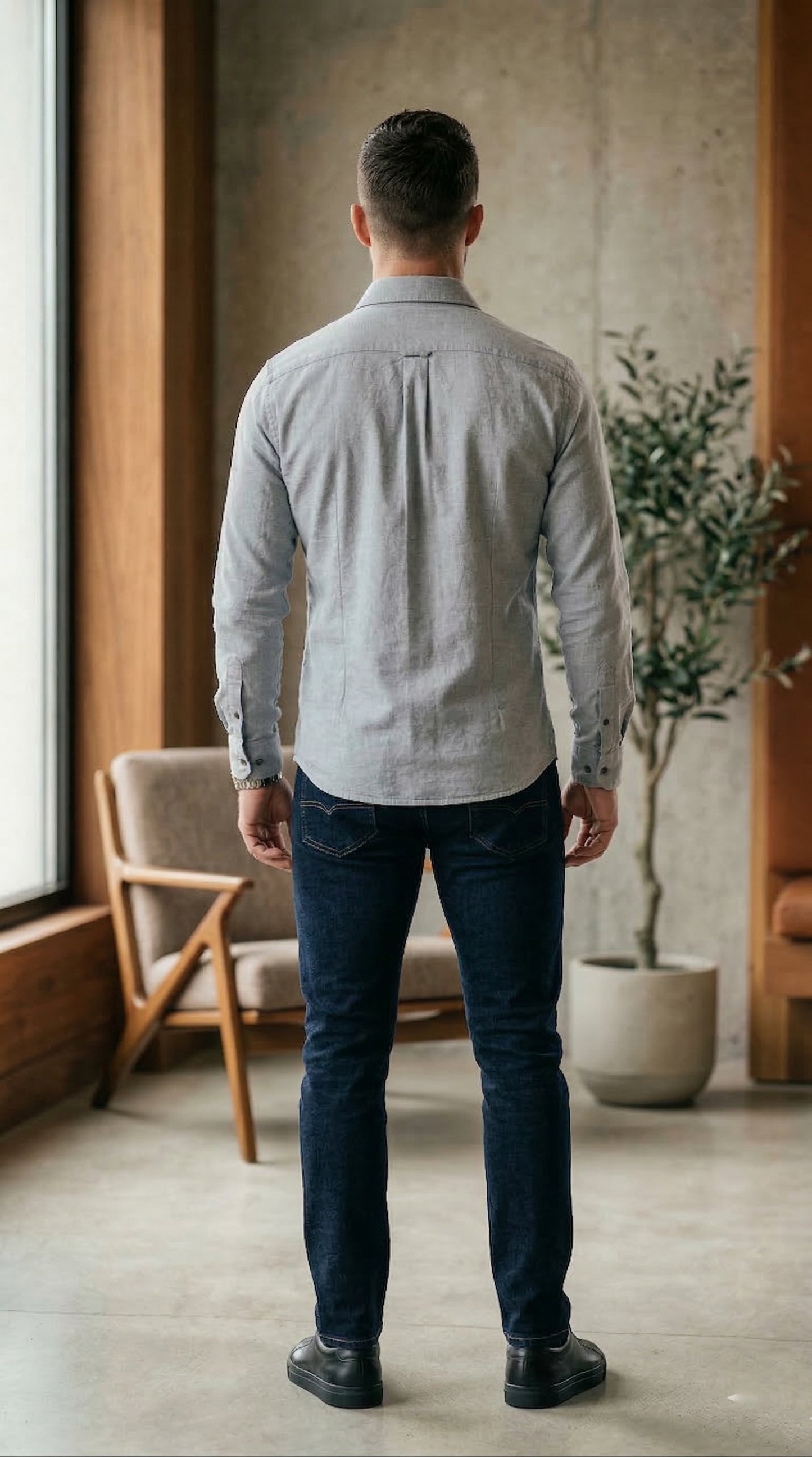 Men'sSlim-Fit Casual Shirt in Light Steel Blue