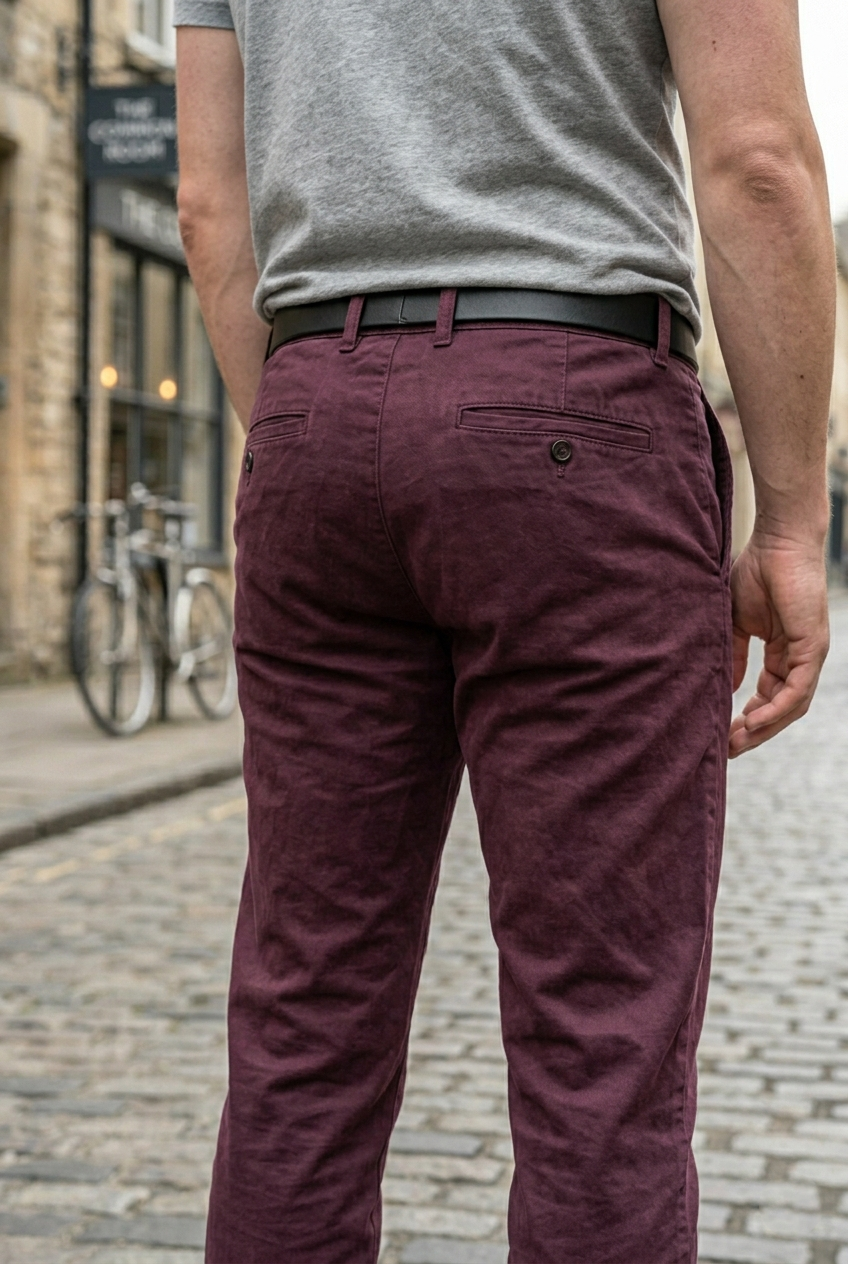 Slim-Fit Wine Cotton Chinos - Premium Men's Trousers