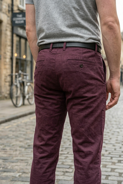 Slim-Fit Wine Cotton Chinos - Premium Men's Trousers