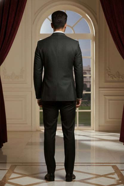 Men'sSlim-Fit Pinstripe Two-Button Business Blazer