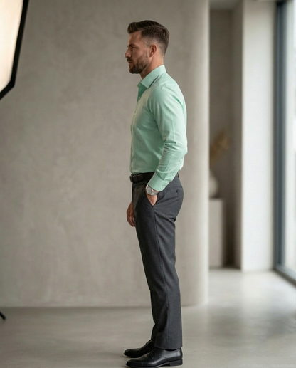 Mint Green Formal Shirt for Men | Premium Cotton Blend Regular Fit