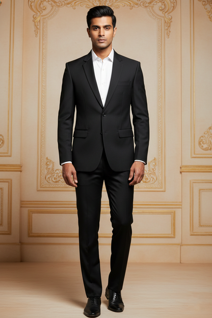 Men's Essential Black Slim Fit Two-Button  Formal Blazer