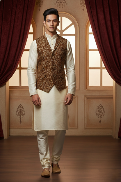 Men’s Ethnic Nehru Jacket | Traditional Indian Waistcoat for Kurta | Wedding & Festive Wear Sleeveless Vest