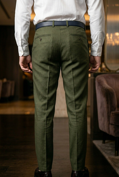 Olive Green Slim-Fit Premium Luxury Trousers
