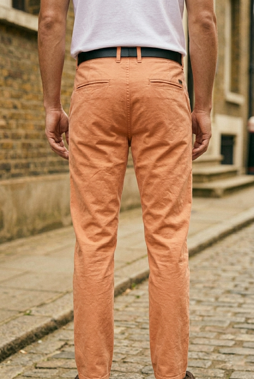 Slim-Fit Peach Cotton Chinos - Premium SuVBer Trousers