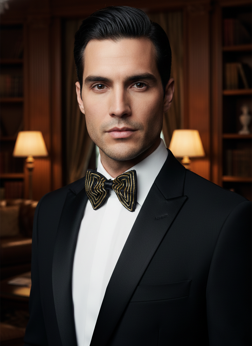 The Gilded Chevron Handcrafted Butterfly Bow Tie