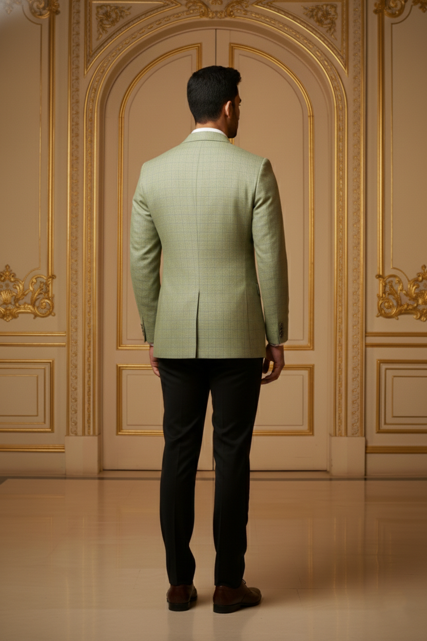 Men's Sage Green Jacquard Slim Fit Blazer