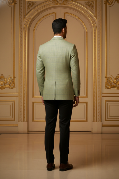 Men's Sage Green Jacquard Slim Fit Blazer