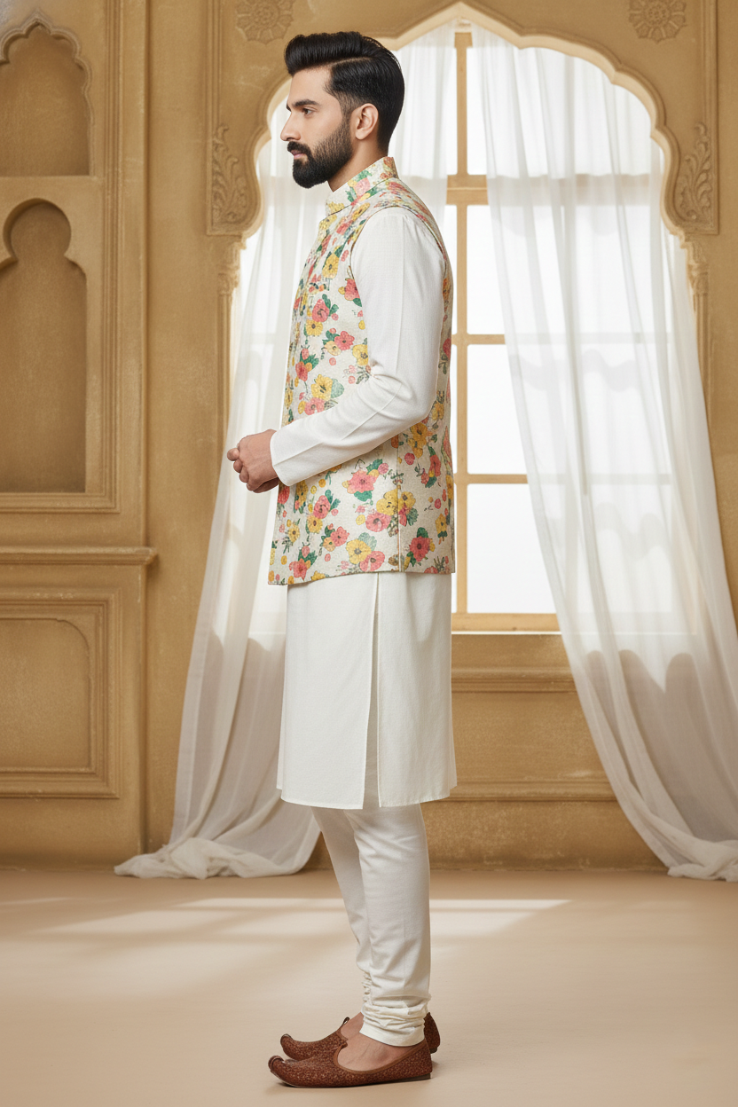 Summer Solstice: The Tropical Floral Nehru Jacket