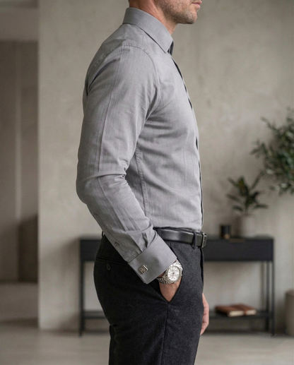 Men'sGrey Formal Shirt | Premium Slim Fit Full Sleeve Office Wear Shirt