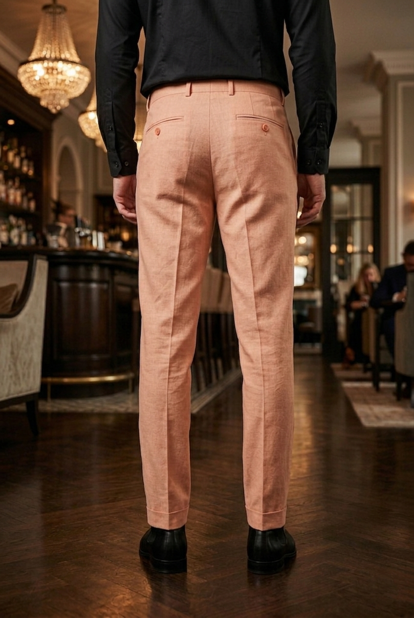 Peach Slim-Fit Premium Luxury Partywear Trousers