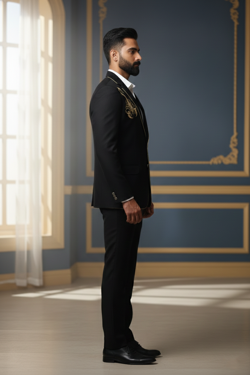 Men'sBlack Scorpion Embroidered Blazer