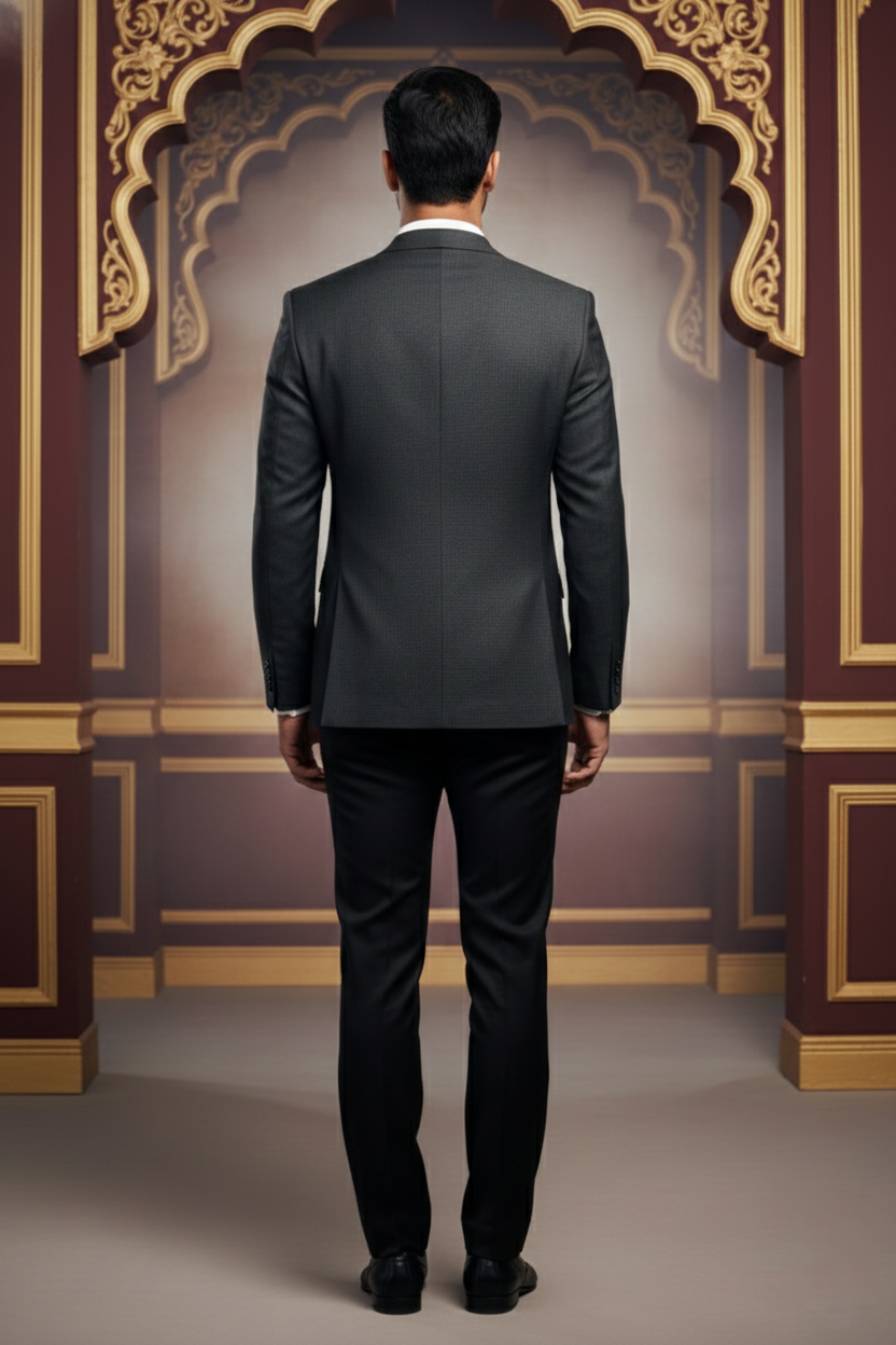 Black Two-Button Formal Suit Jacket