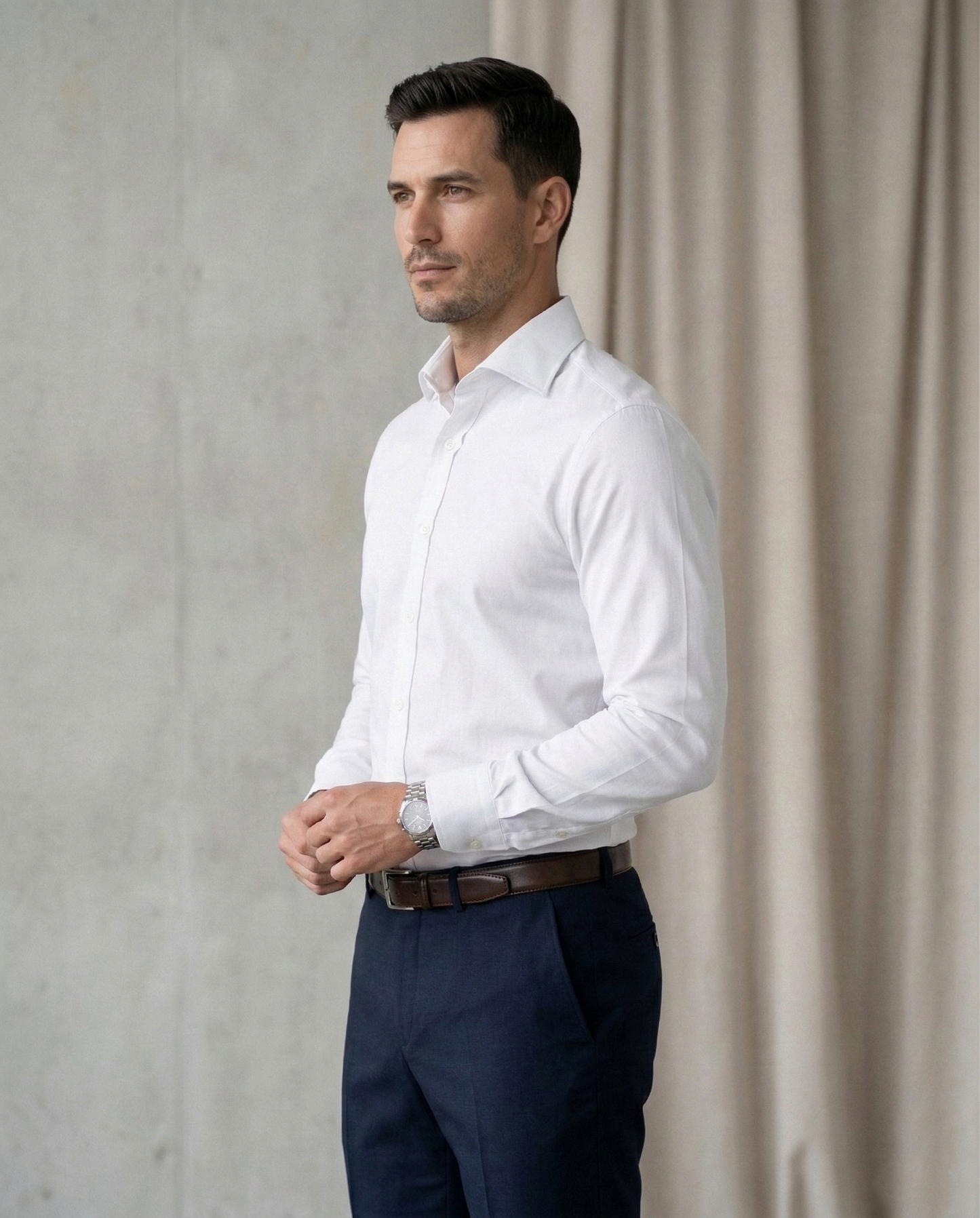 Men's Premium White Formal Shirt-Cotton Blend Full Sleeve Shirt