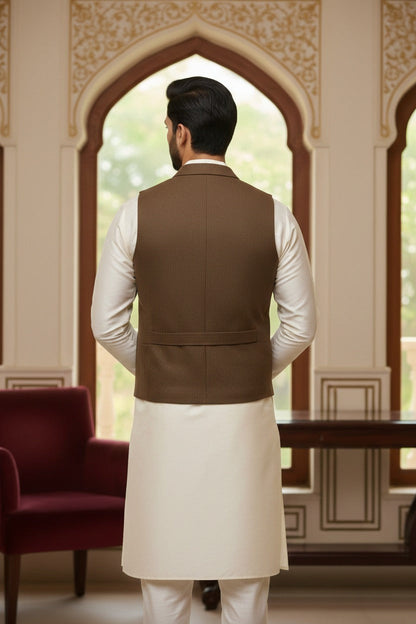 Men’s Brown Nehru Jacket | Classic Ethnic Waistcoat for Weddings, Festive & Party Wear