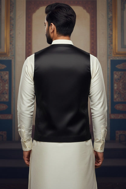 Men’s Black Nehru Jacket | Classic Ethnic Waistcoat for Weddings, Festive &amp; Party Wear&nbsp;