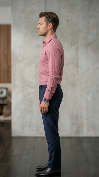 Men's Luxury Designer Slim-Fit Shirt-Down in Dusty Rose